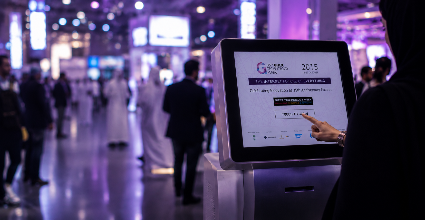 GITEX kiosk wayfinding interface in the exhibition hall