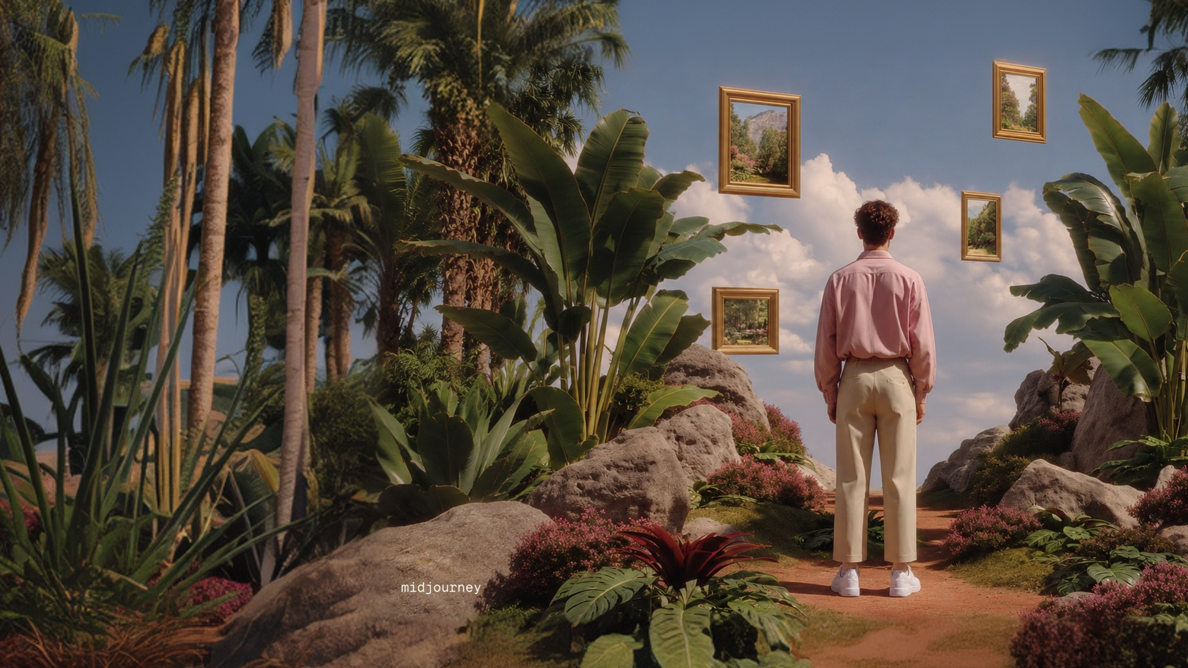 Surreal phygital gallery landscape for Nuuway NFT marketplace