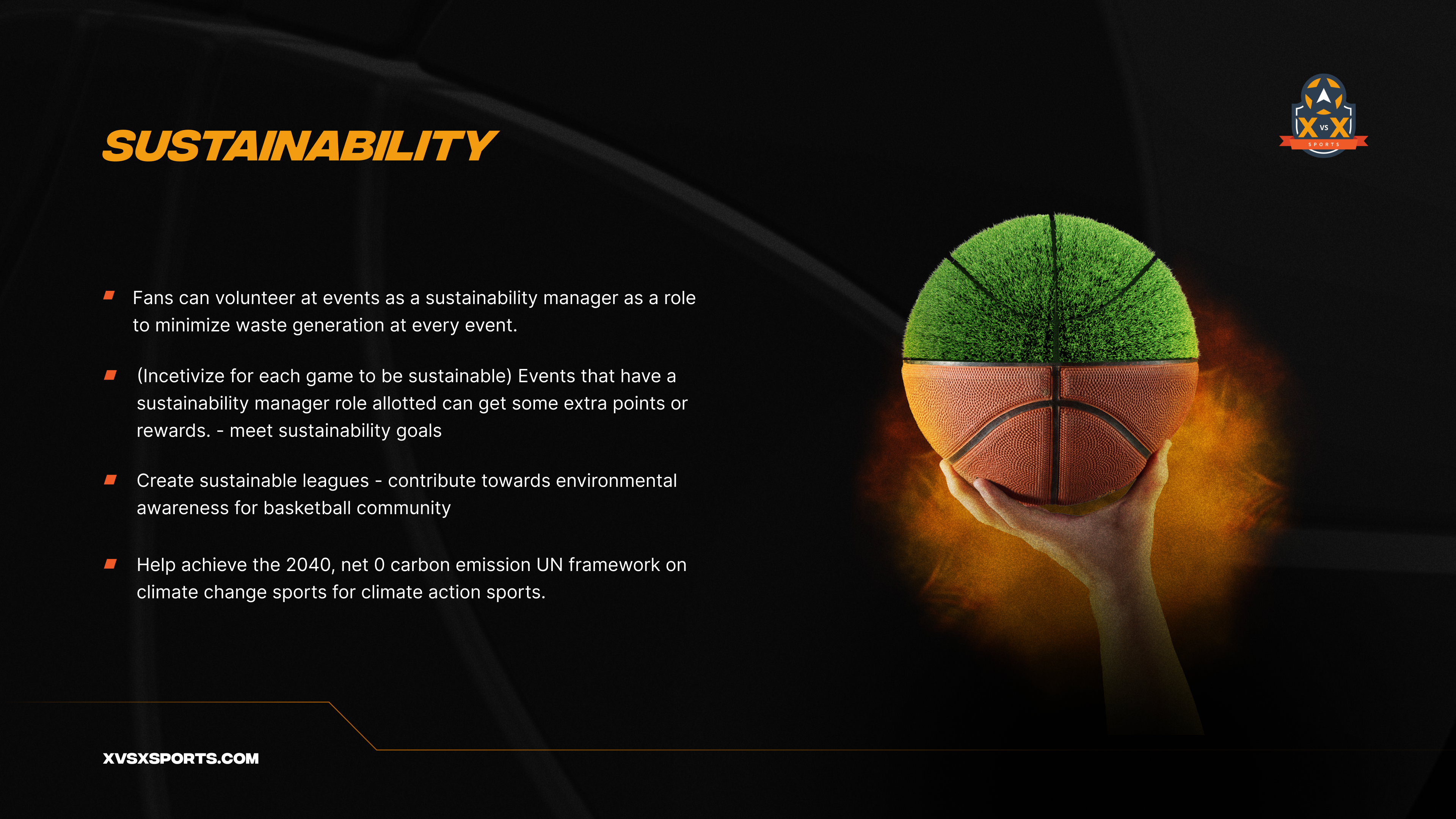 XvsX sustainability basketball community product visual