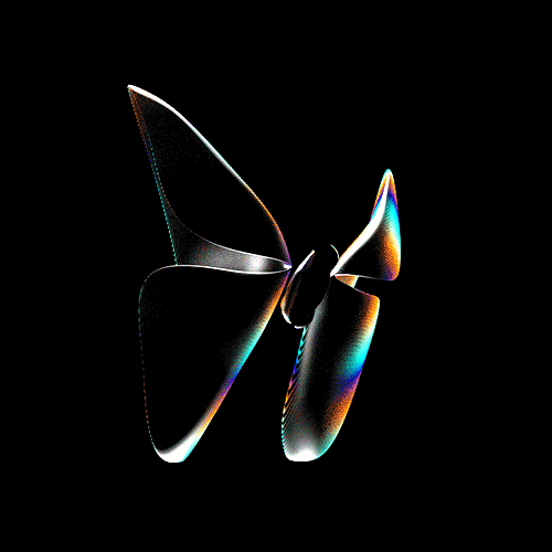 Abstract iridescent AI assistant form